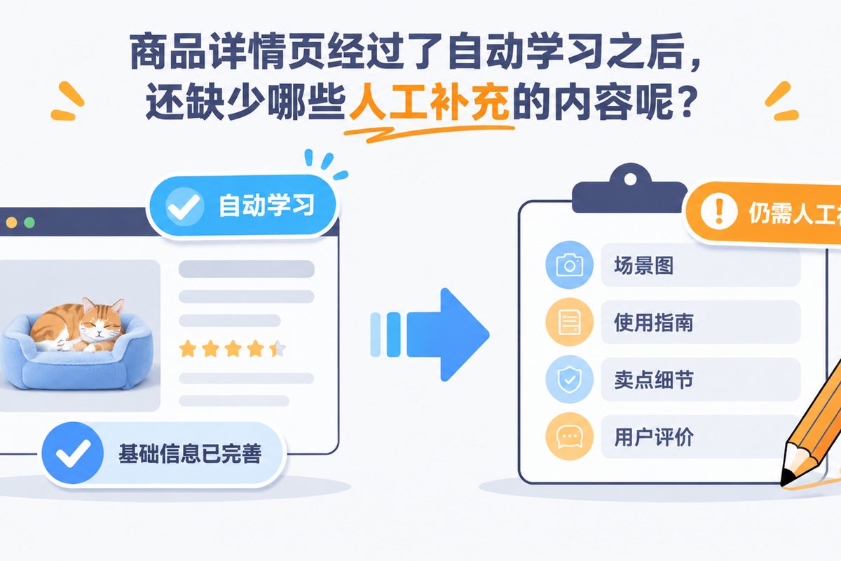 商品详情页经过了自动学习之后,还缺少哪些人工补充的内容呢?