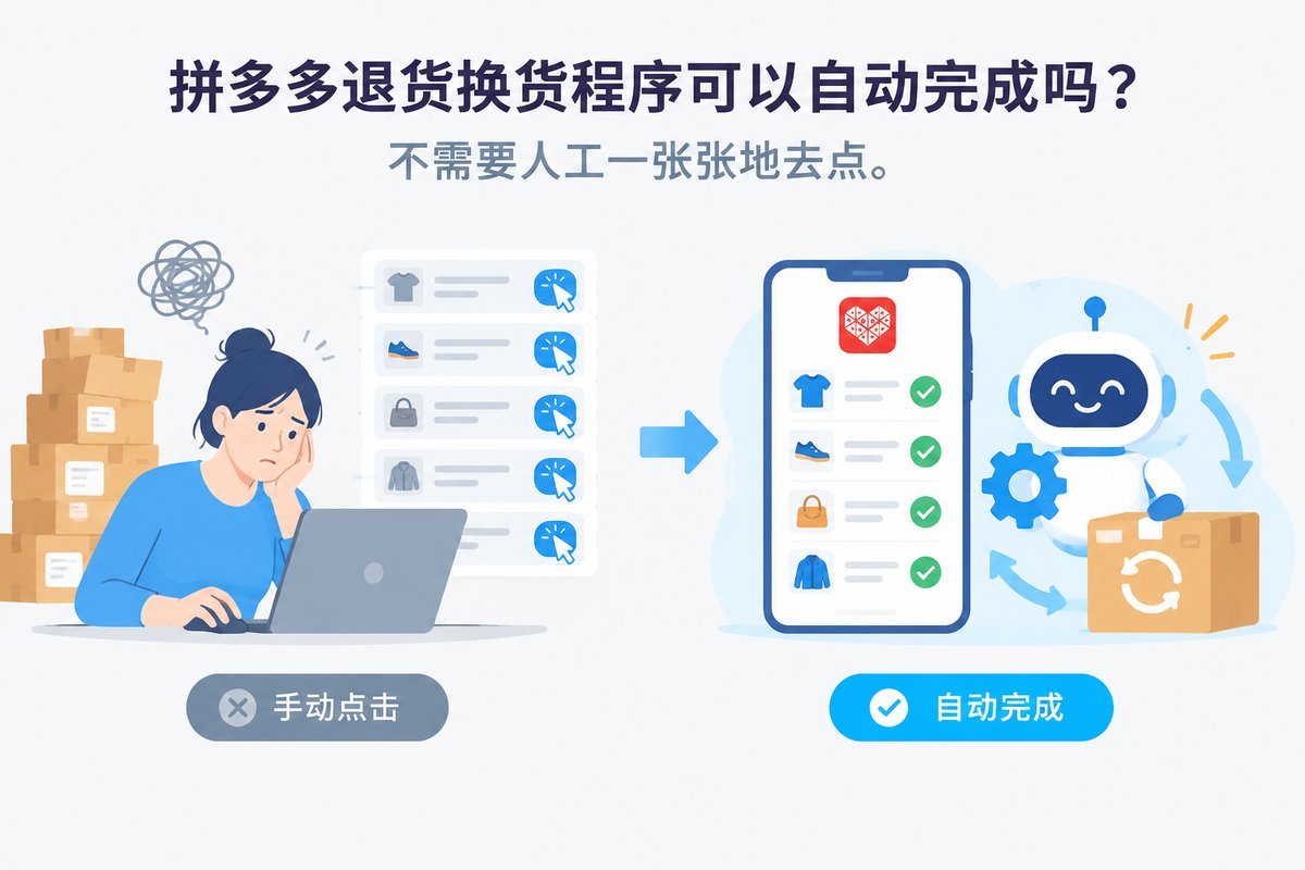 拼多多退货换货程序可以自动完成吗？不需要人工一张张地去点