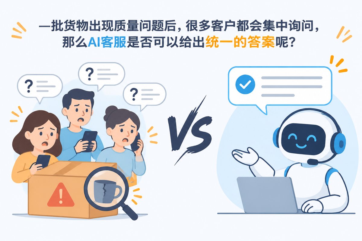 一批货物出现质量问题后,很多客户都会集中询问,那么AI客服是否可以给出统一的答案呢?