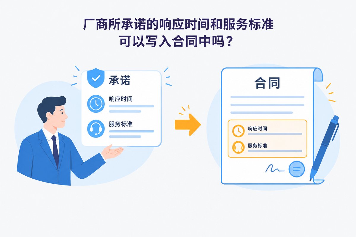 厂商所承诺的响应时间和服务标准可以写入合同中吗？